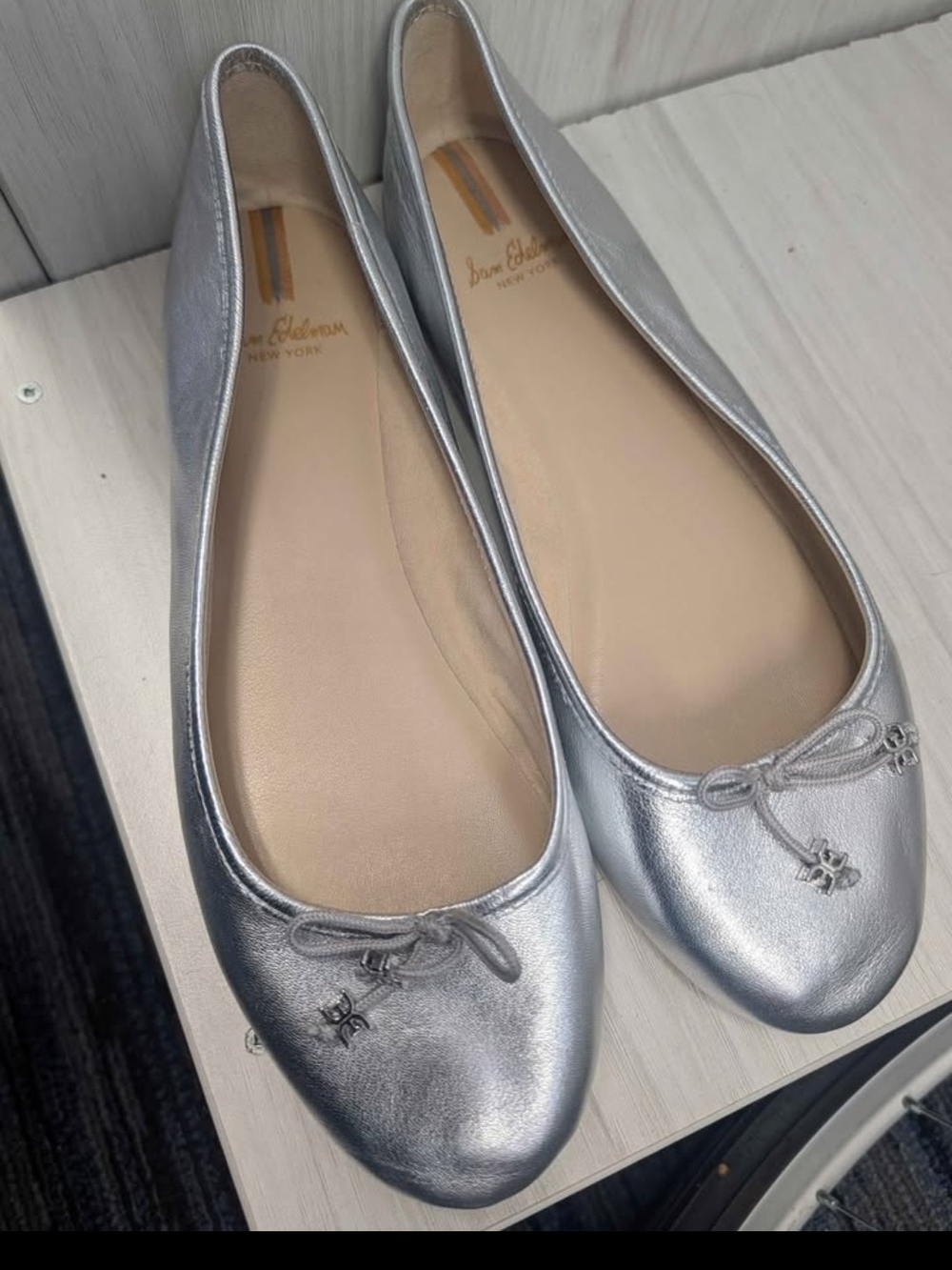 Sam Edelman Silver Leather Ballet Flats - Women's